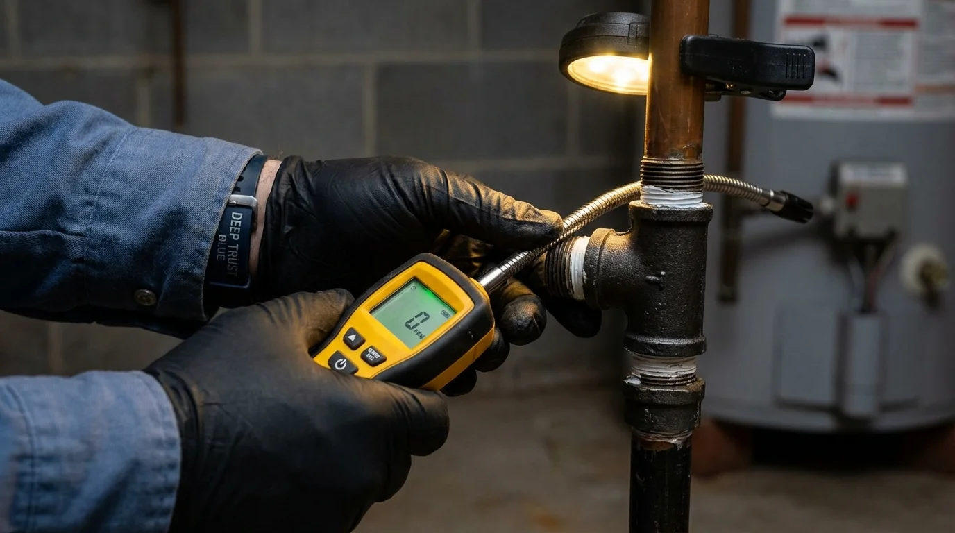Gas leak detection with electronic sniffer by Johns Plumbing LLC in Collins