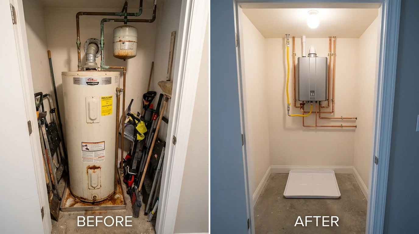 Tank water heater versus wall-mounted tankless unit comparison for Collins, MS homeowners